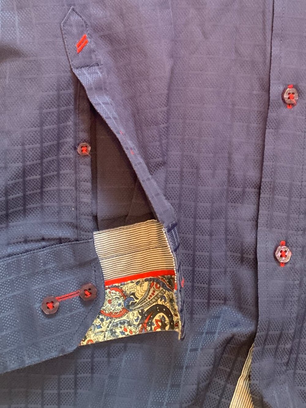 Daniel Hechter Modern Fit 2XLT Dress Shirt with Paisley and Stripes Accents - Picture 4 of 4